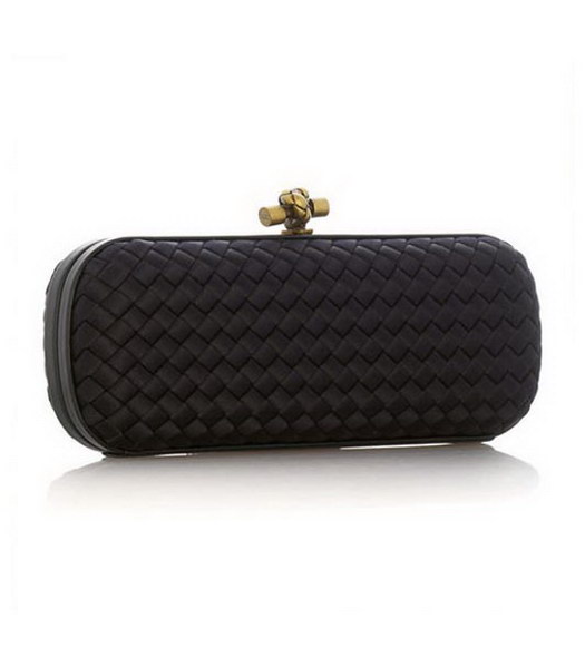 Bottega Veneta Knot lungo Clutch_Black panno di seta